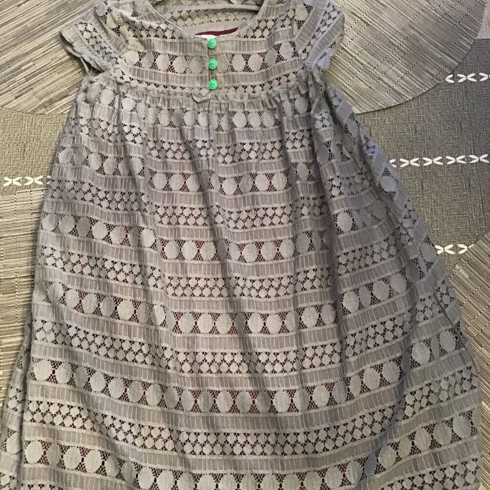 MATILDA JANE SOVEREIGN GRAY LACE W/ BURGUNDY LINING BEAUTIFUL DRESS SZ 8 EUC